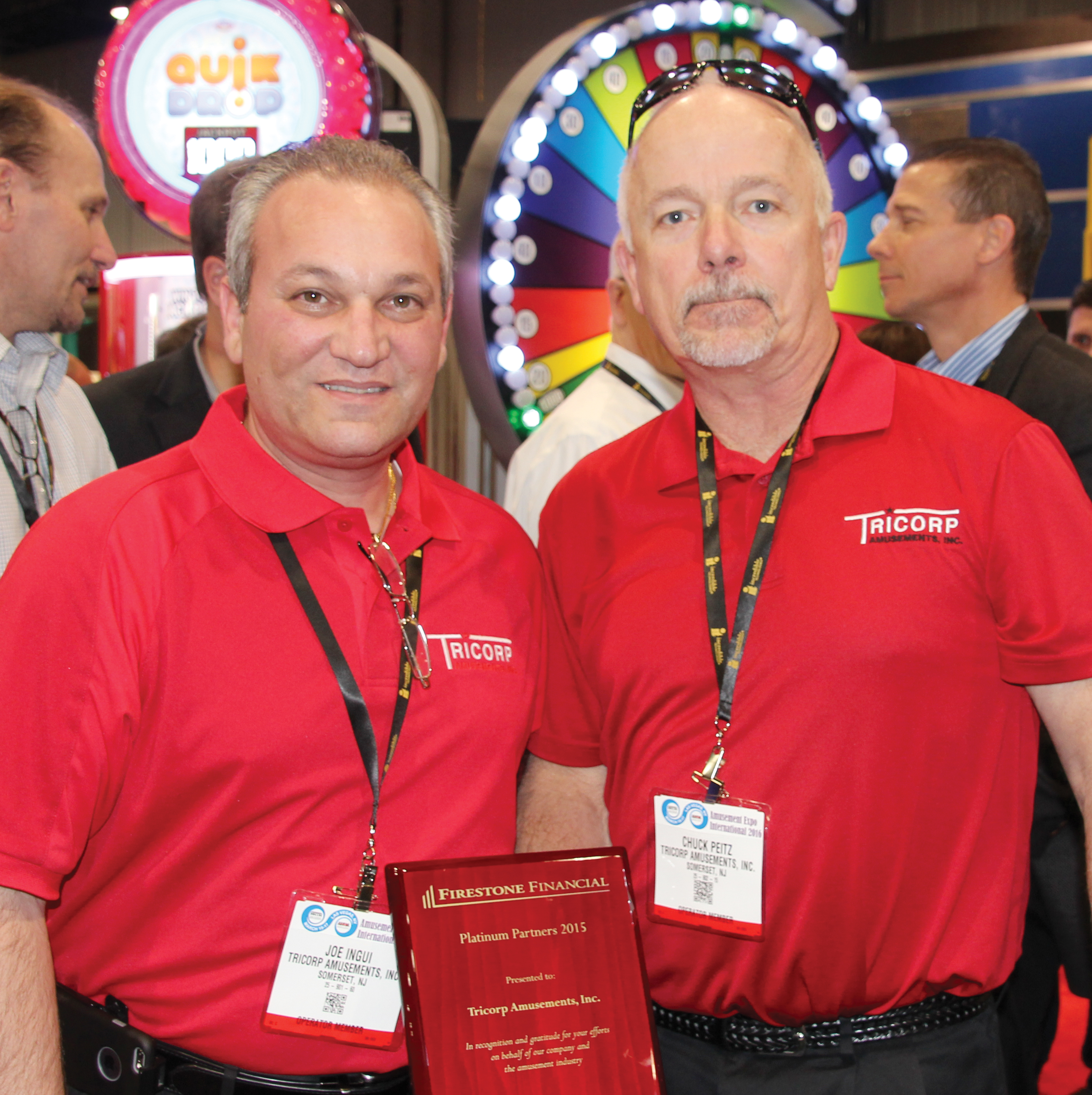 Tricorp's Chuck Peitz (right) and Joe Ingui at last spring's Amusement Expo.