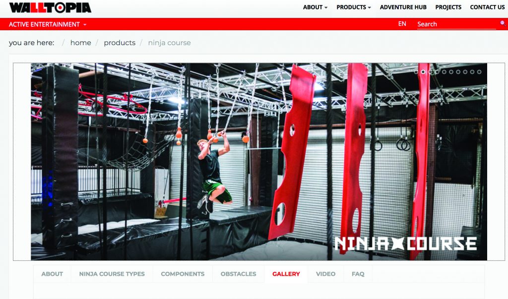 Walltopia ninja course web page capture