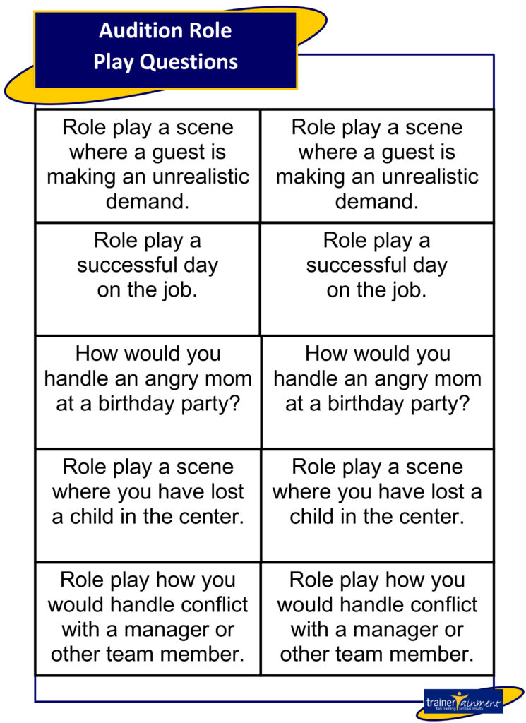 Audition Role Play Sample Questions - for Party Professor March 2019