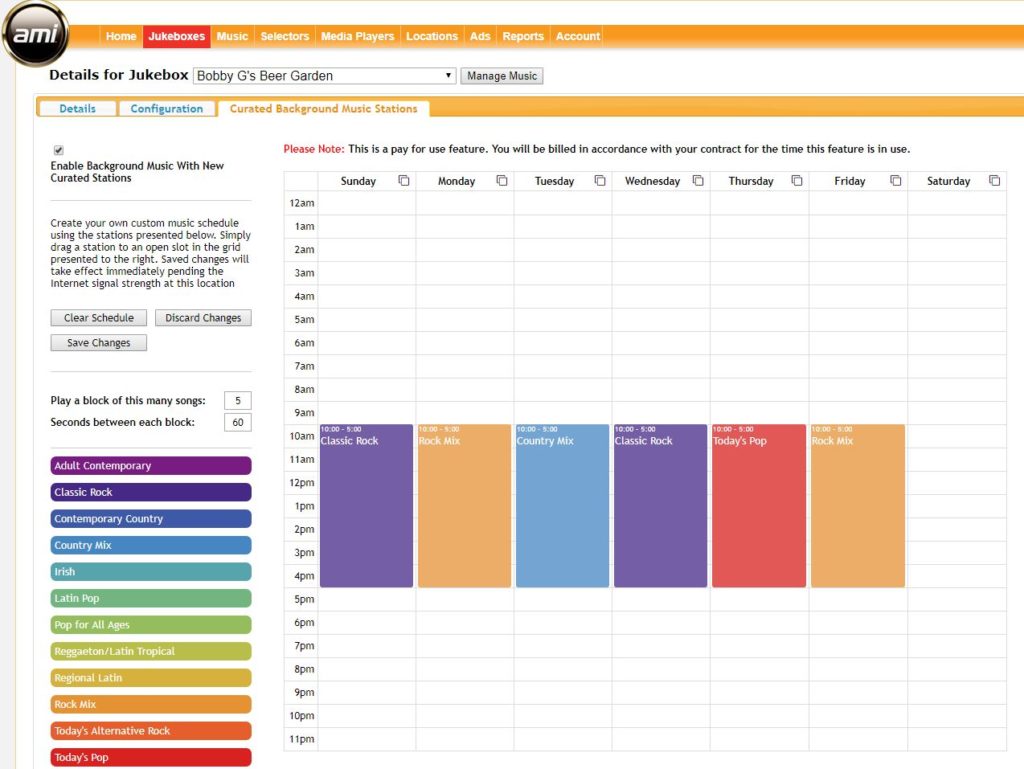 AMI background music scheduling