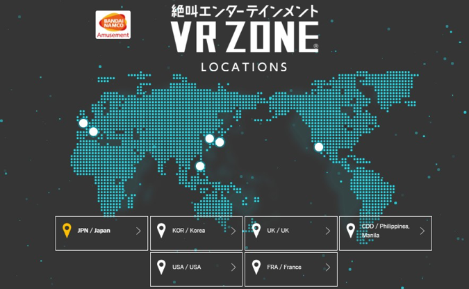VR Zone locations Bandai Namco