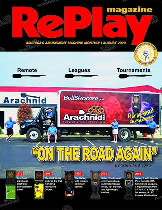 RePlay August 2020 front cover - Arachnid 360 - 325 pixels