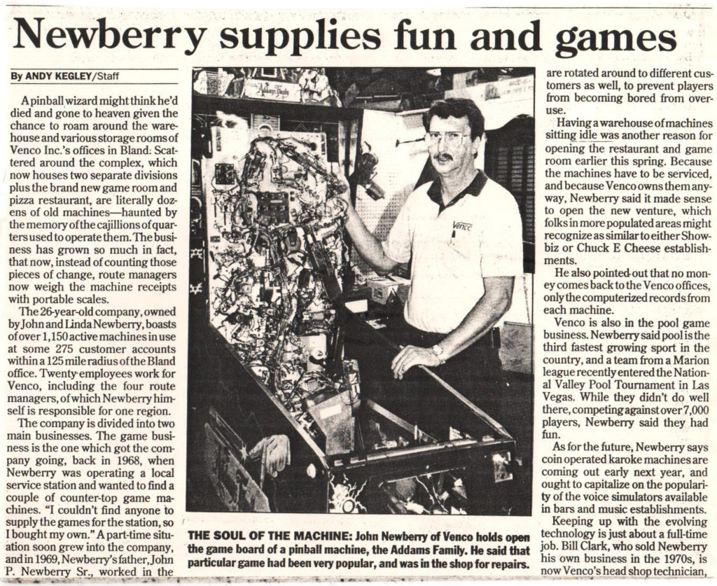 Newspaper story on John Newberry