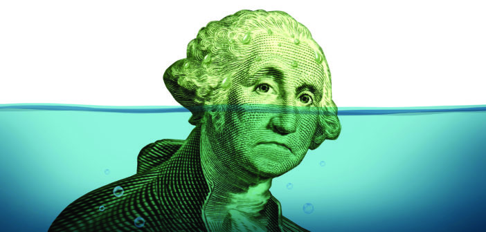 Adobe Stock image - inflation - George Washington from $ underwater