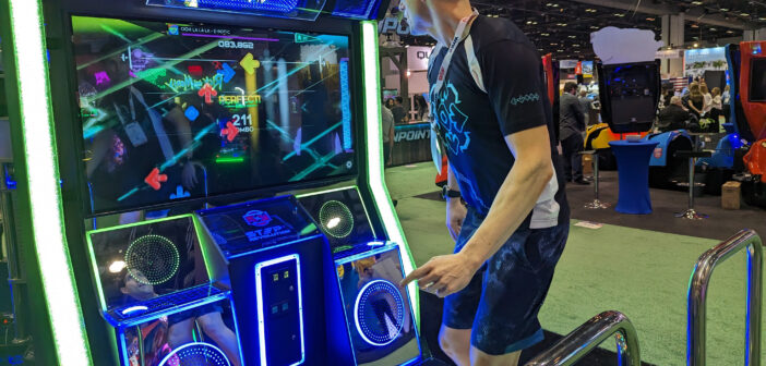 Kyle Ward demos StepManiaX at IAAPA 2022