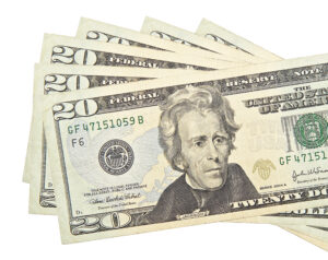 Cash - $20 bills fanned out