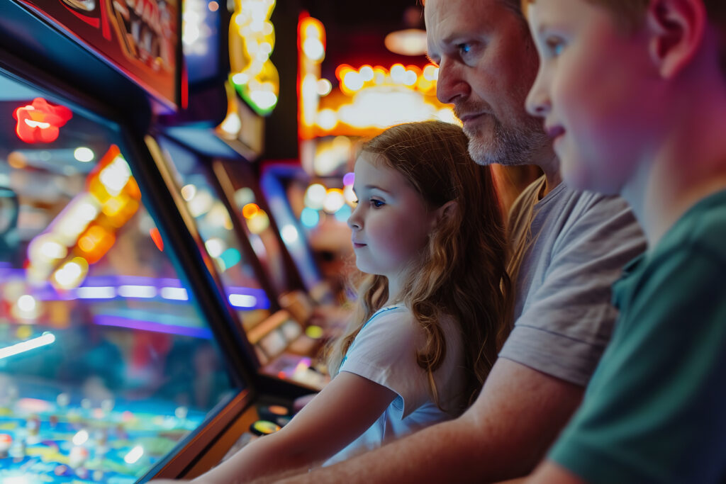 Adobe Stock father and children playing games
