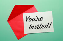 Adobe Stock image with our text - party professor 0325 - you're invited envelope & card