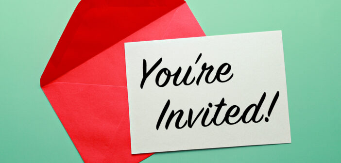Adobe Stock image with our text - party professor 0325 - you're invited envelope & card
