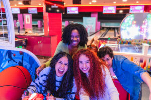 Now Trending Adobe Stock image of group at bowling alley 0625