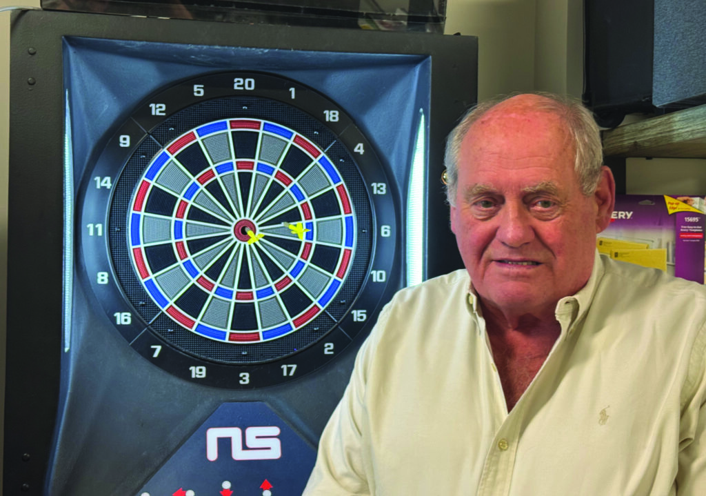 Pat Rhodes with 20-year-old Medalist dart game.